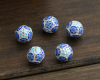 925 Gold DIY accessories wholesale gilt porcelain 12mm China separates beads beaded beads Corporal blue -roasted blue craftsmanship