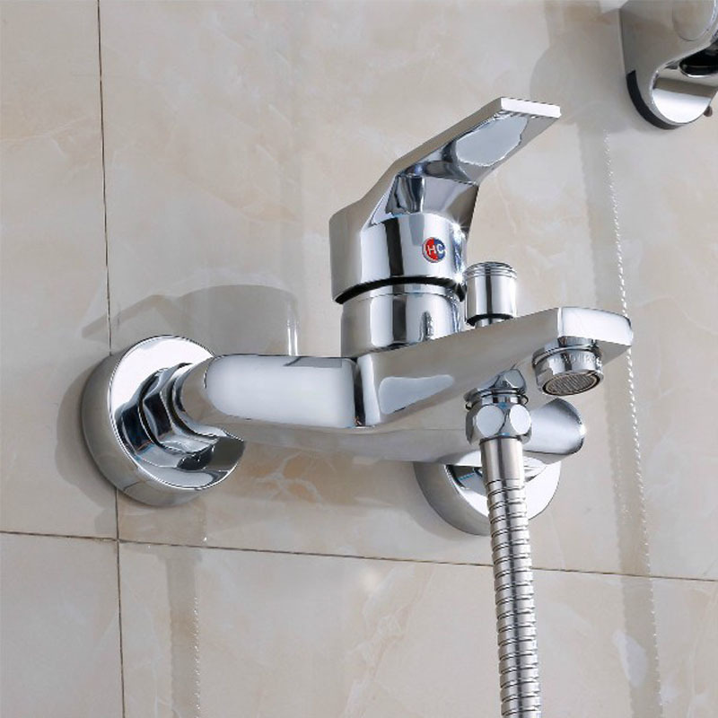 Cabeza de ducha traje de baño de mano boquilla hogar cobre grifo instalación montado en la pared de cuatro piezas traje