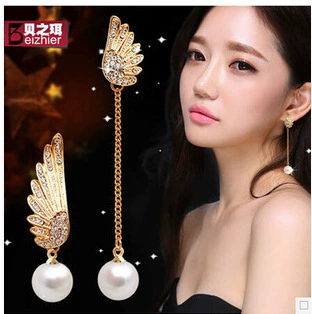Китайское декорирование Angel wings, модные серьги из жемчуга, оптовая продажа, корейский стиль