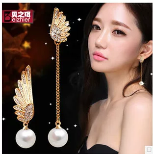 Китайское декорирование Angel wings, модные серьги из жемчуга, оптовая продажа, корейский стиль