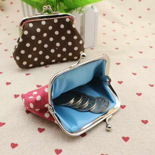 Linen polka dot coin purse, fabric coin bag, children's wallet bag, creative Taobao small gifts wholesale