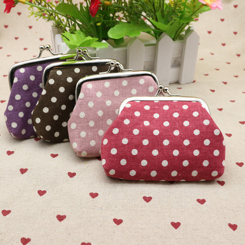 Linen polka dot coin purse, fabric coin bag, children's wallet bag, creative Taobao small gifts wholesale