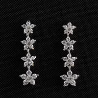 Серебряная игла, цирконий, милые длинные модные серьги цветок, корейский стиль, образец серебро 925, цветы