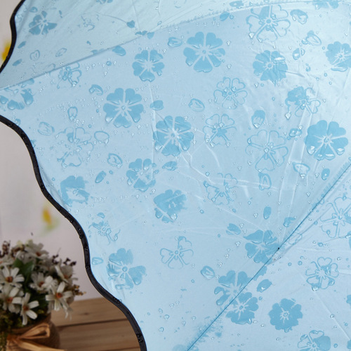 Lotus leaf blossoms when exposed to water, sunny umbrella, three-fold sun protection sun umbrella, anti-UV sunshade, custom logo