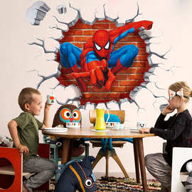 Y006 外贸3D立体装饰画蜘蛛侠墙贴客厅背景墙贴纸可移除批发