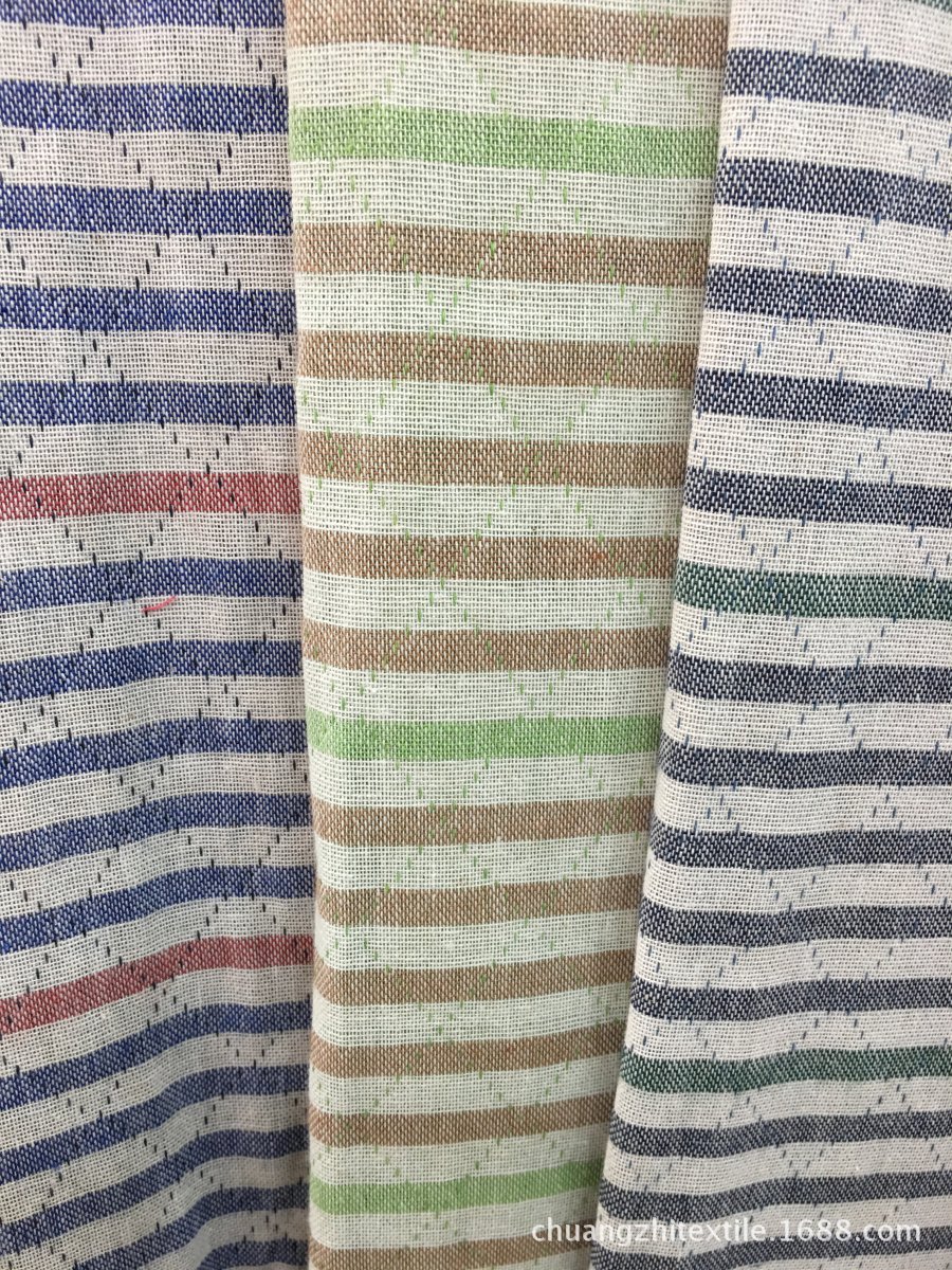 色织双层菱形三色条子淘现货面料提花布梭织先染布绍兴轻纺城