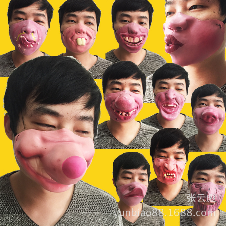 Halloween bar fiesta suministros mascarada máscara de rendimiento látex media cara máscara rendimiento divertido látex carretera