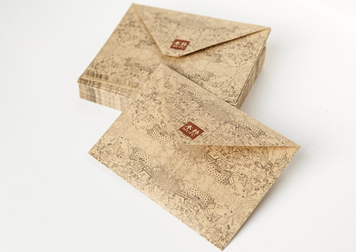B9 MUPU Wooden Envelope Ideal World Envelope Kraft Paper Printed Retro Envelope