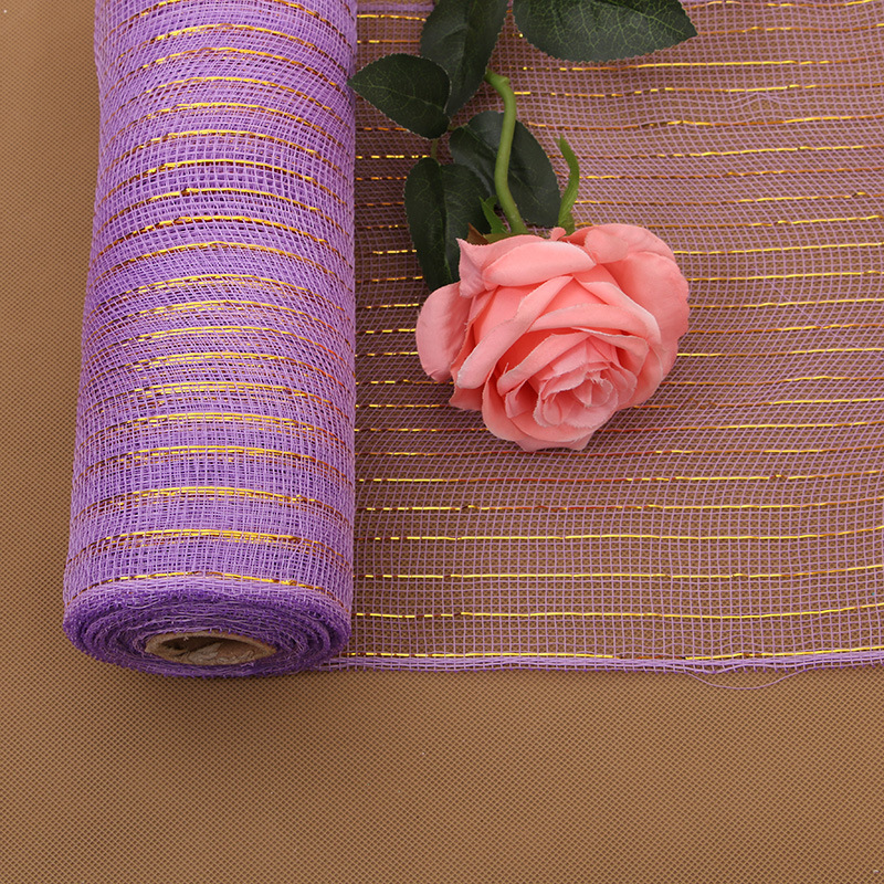 Malla de embalaje de flores Malla de Navidad Decoración de árbol de Navidad Malla de oro múltiple 26cm * 10 yardas