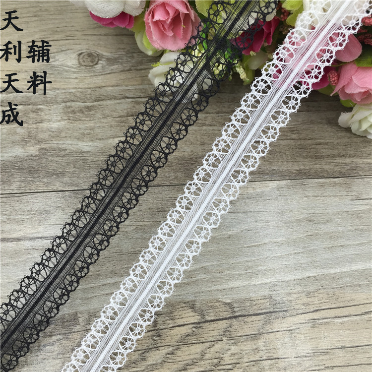 769-2#黑白色无弹力蕾丝辅料花边diy蝴蝶结包包挂件配饰