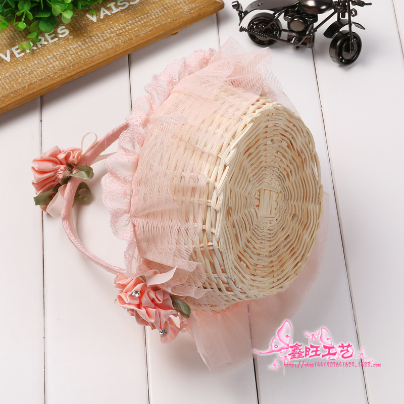 Cesta de flores de boda portátil Ratán tejido azul flor niña cesta de almacenamiento de flores cesta de flores portátil cesta de pétalos Coreanos