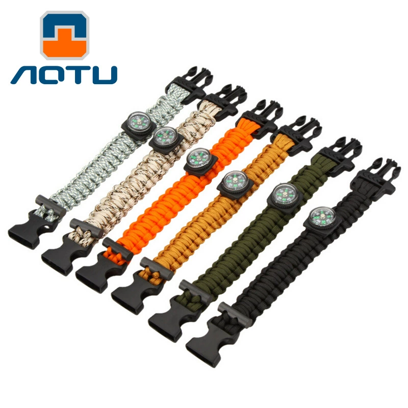 Вогнуто-выпуклый открытый с кремнеземным браслетом для скалолазания зонтик веревочный браслет Первая помощь с веревкой Compass AT9004 оптом
