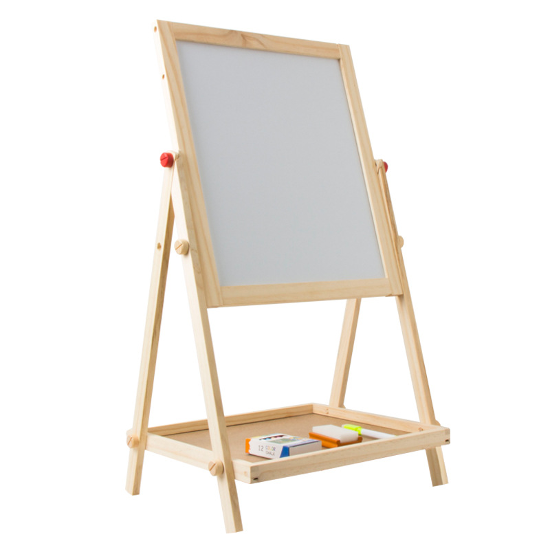 Tablero de dibujo de doble cara para niños caballete dos en uno soporte bebé graffiti dibujo tablero de escritura Pino madera al por mayor