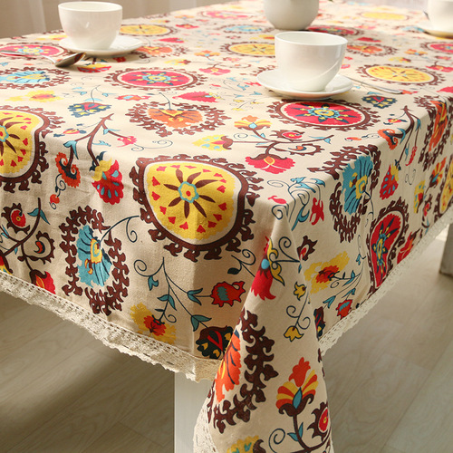 Cotton and linen tablecloths, ethnic style, bohemian, linen tablecloths, fabric tablecloths, drop shipping