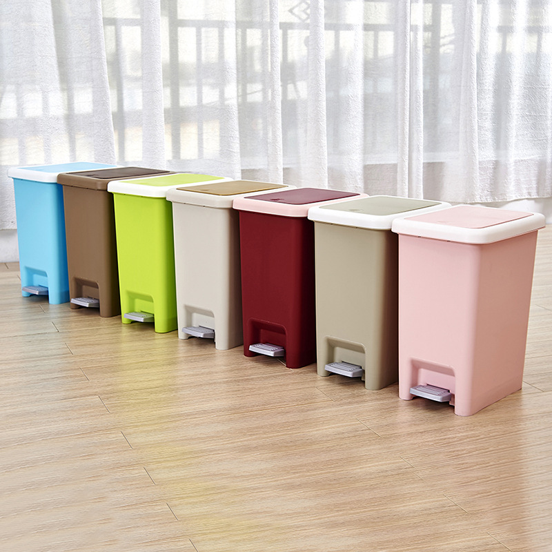 Factory Direct Supply Square Plastic Trash Can Household Double Open Lid Sanitary Bucket Creative Foot Pedal Trash Can