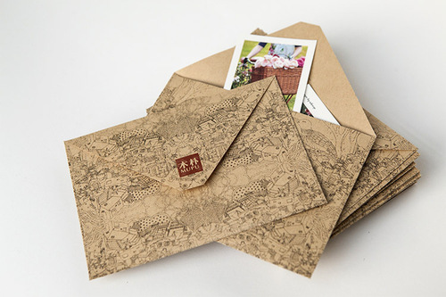 B9 MUPU Wooden Envelope Ideal World Envelope Kraft Paper Printed Retro Envelope