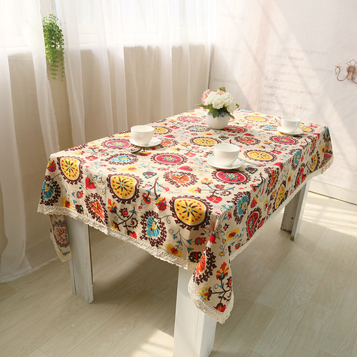 Cotton and linen tablecloths, ethnic style, bohemian, linen tablecloths, fabric tablecloths, drop shipping