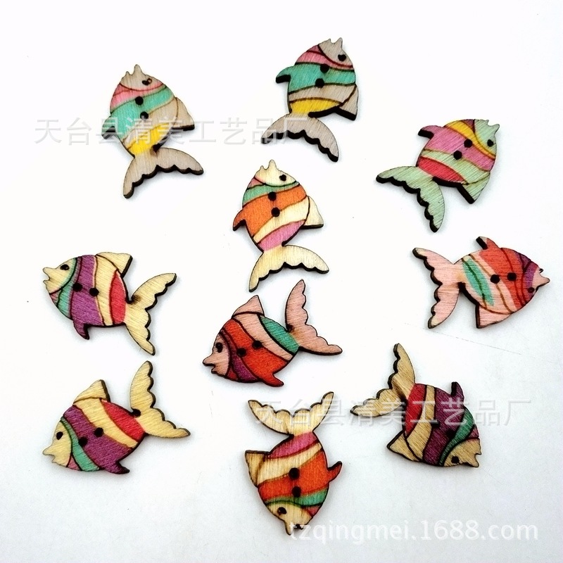 28mm eBay impresión de botones de pescado de dos agujeros 50 piez/paquete de madera bienvenida al por mayor impresión de botones