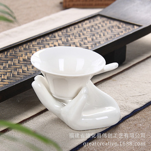 Tao di Guanyin hand tray ceramic tea set jade porcelain tea strainer tea set accessories wholesale filter wholesale