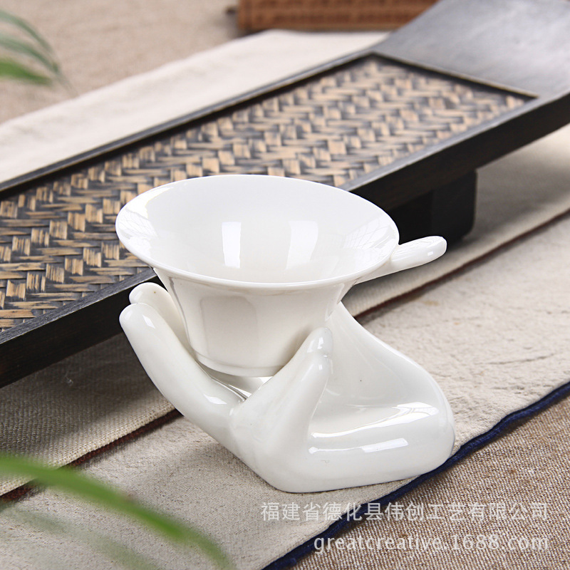 Tao di Guanyin hand tray ceramic tea set jade porcelain tea strainer tea set accessories wholesale filter wholesale