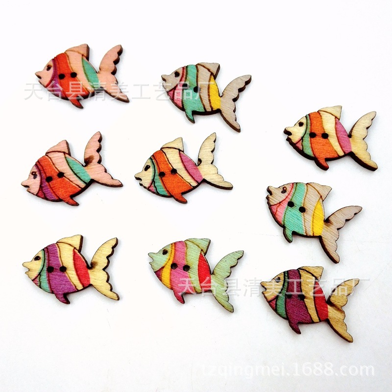 28mm eBay impresión de botones de pescado de dos agujeros 50 piez/paquete de madera bienvenida al por mayor impresión de botones