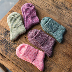 Cross-border Amazon autumn and winter Japanese-style ribbed knee socks, piled-up socks wool socks thick and interwoven women's socks
