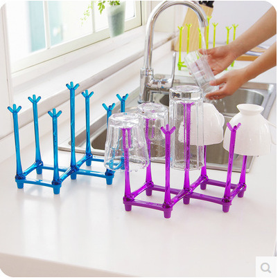 7-position folding drain cup holder, glass cup upside-down rack, household milk bottle, tea cup, mug drying rack, multifunctional