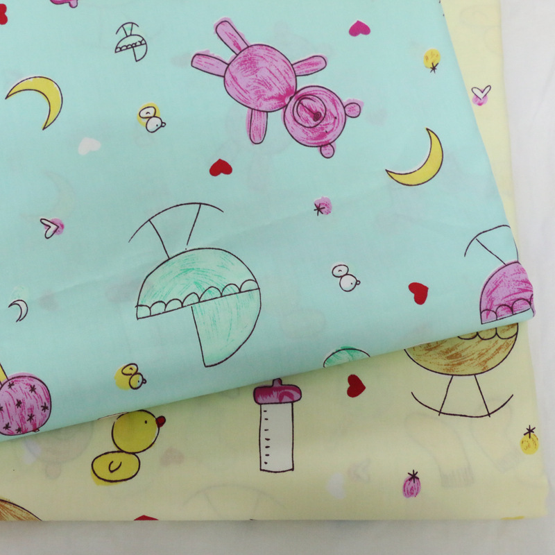 儿童纯棉布料 全棉卡通小熊印花面料 手工DIY宝宝布头床单斜纹布