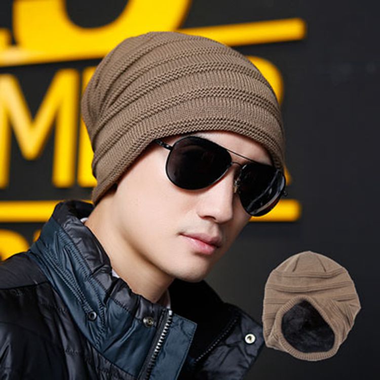 Mütze Herren Herbst und Winter Neue Fleece Outdoor Strickmütze Winter Wollmütze Herrenmütze_voghion.com
