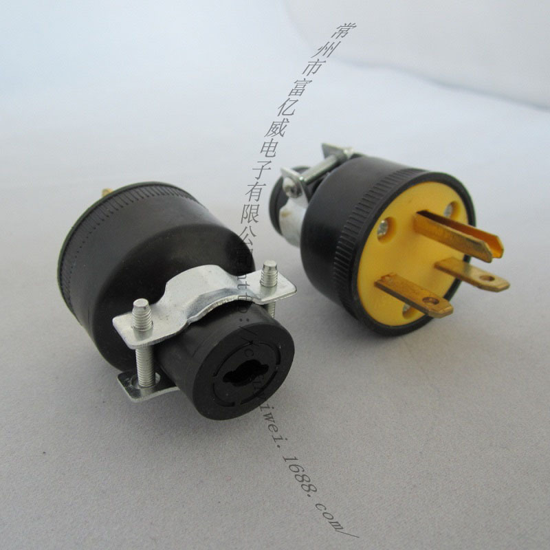 美式美标U35-3P 250V 装配式可拆防水接线插头 防爆抗摔工业插头