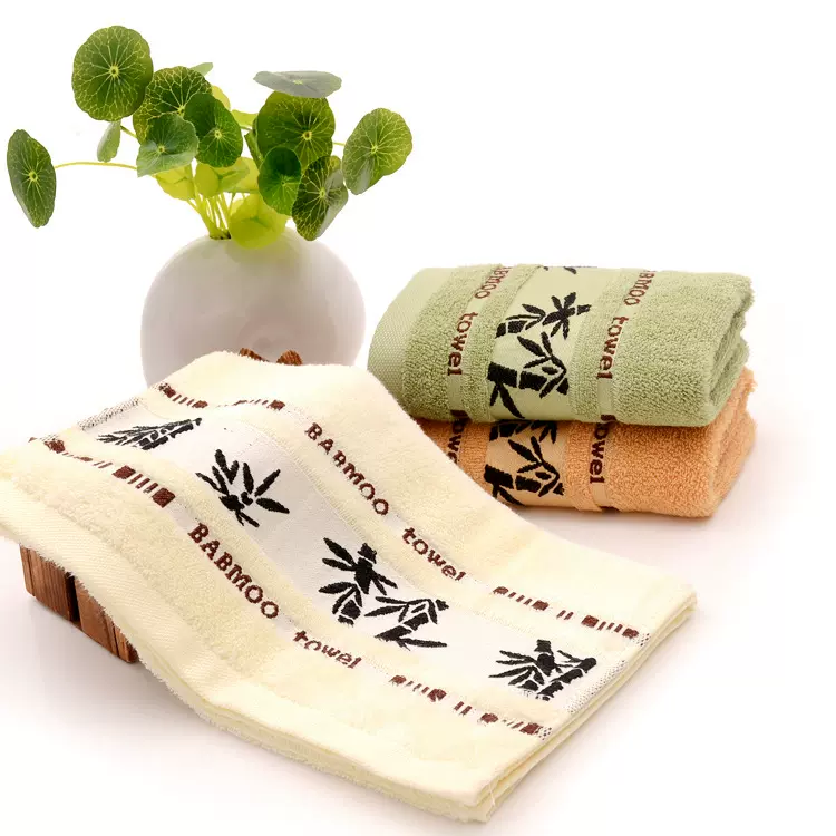 竹纤维毛巾批发加厚礼品毛巾墨竹提花成人家用洗脸巾面巾现货代发