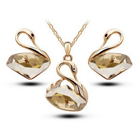 Аксессуар, серьги, ожерелье, цепь, набор, лебедь, корейский стиль