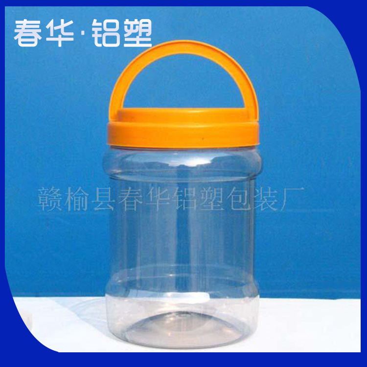 批发供应酱菜包装pet塑料瓶 2000ml圆形带盖塑料坚果瓶广口食品罐