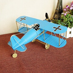 Metal hand-welded albatross double-winged iron aircraft model clock retro iron ornaments photography props