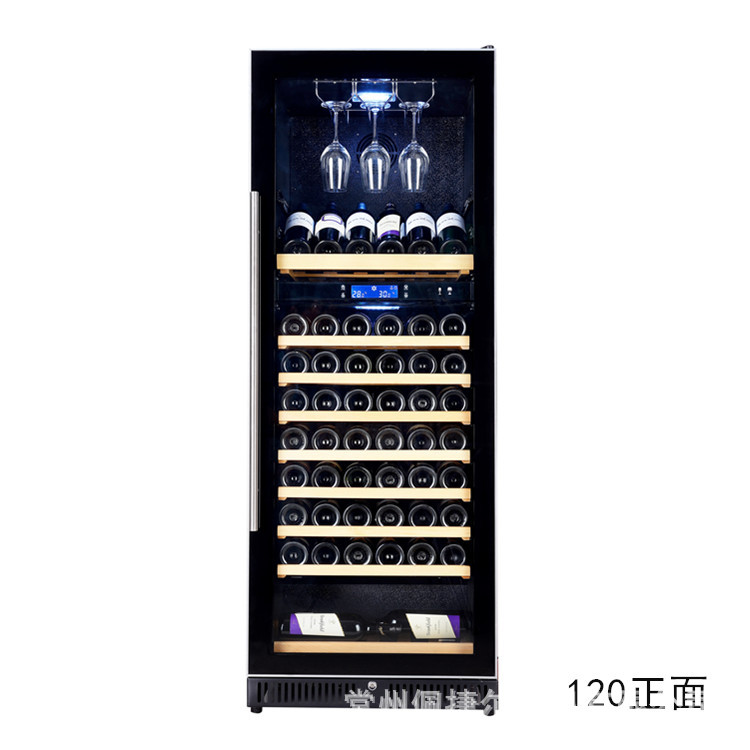 Refrigerador de exhibición de vino tinto PJE-120 de temperatura constante, de una sola puerta, para exhibición comercial.