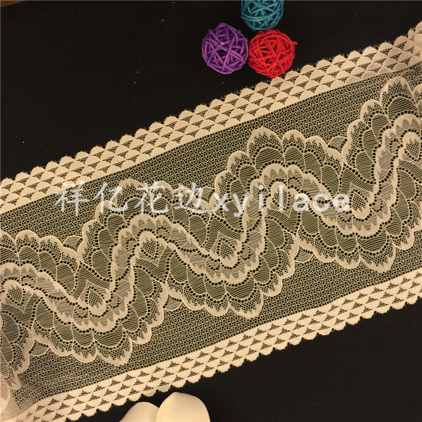 新款 厂家供应 DIY蕾丝面料 十五双边宽幅花边 服装辅料 弹力