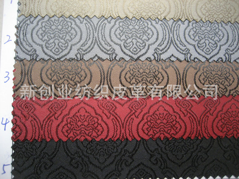 厂家直销提花PVC发泡面料欧式图案形状提花面料，提花包袋面料