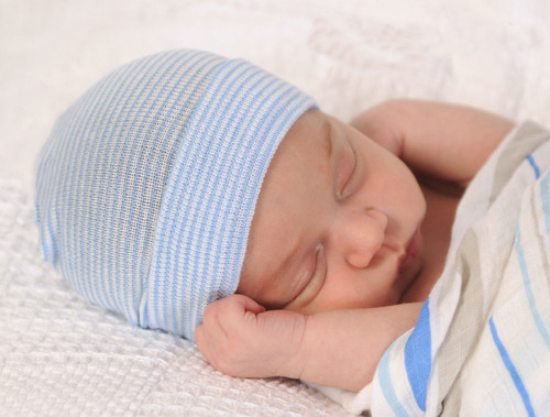 European and American male baby hat blue and white striped simple baby hat new born 0-3 months children's hat new style