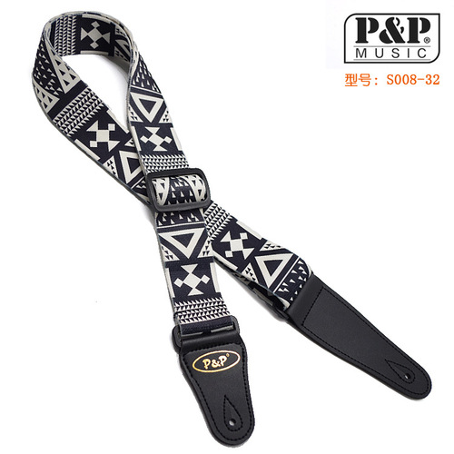 PP guitar strap printed super thick super soft black and white heat transfer folk electric guitar strap guitar strap