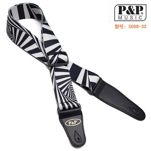 PP guitar strap printed super thick super soft black and white heat transfer folk electric guitar strap guitar strap
