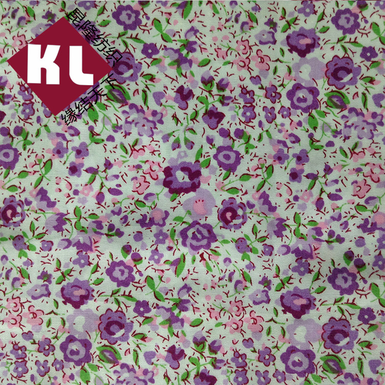 全棉府绸印花布 小碎花印花面料 童装连衣裙面料 纯棉印花布