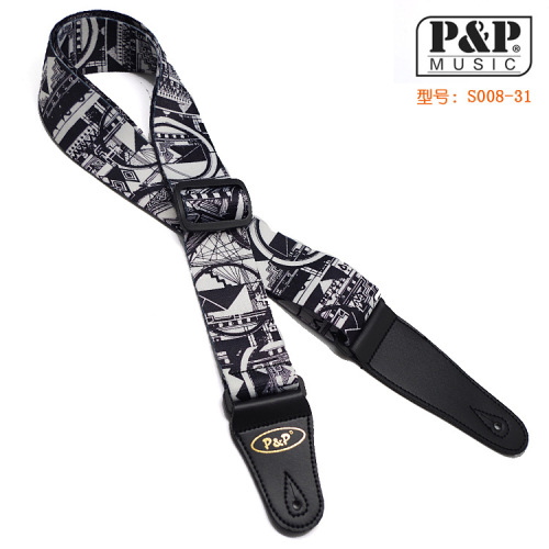 PP guitar strap printed super thick super soft black and white heat transfer folk electric guitar strap guitar strap
