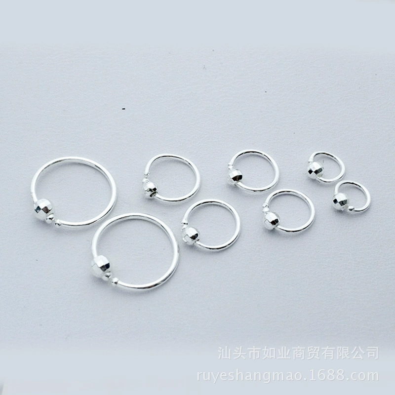 Small earrings, fashionable silver bracelet, 4mm, internet celebrity