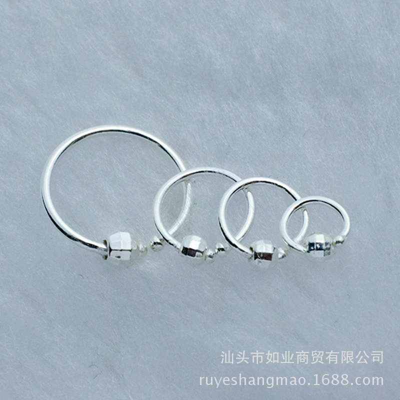 Small earrings, fashionable silver bracelet, 4mm, internet celebrity