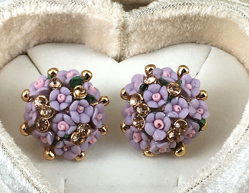 Rosa flor Stud pendientes coreano popular Comercio exterior joyería cerámica lindo pendientes anillo pendientes al por mayor