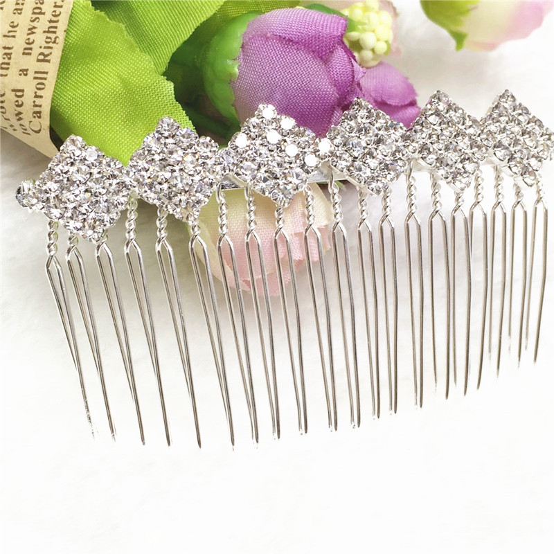 Nuevo estilo coreano accesorios para el cabello nupcial updo pelo peine insertar peine rhinestone diamante pelo peine fábrica al por mayor