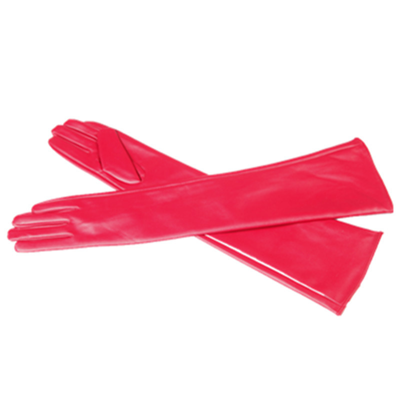 Ultra-largos guantes de cuero de las mujeres 50CM codo imitación de cuero PU plana moda manga del brazo venta al por mayor Xinji guantes fábrica