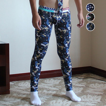 清仓男士保暖裤防寒修身民族印花薄款打底裤秋裤ITM418舒适