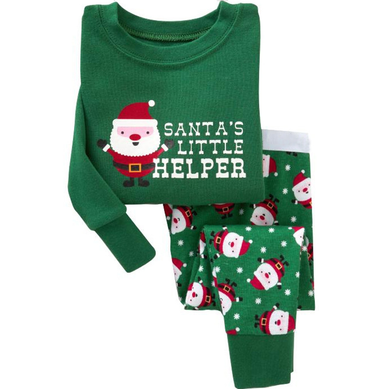 Children's Christmas set two-piece Santa Claus printed home suit_voghion.com