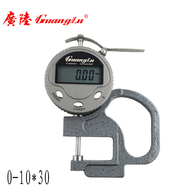 批发 桂林广陆数显测厚规0-10*120 316-151百分千分数显测厚表现